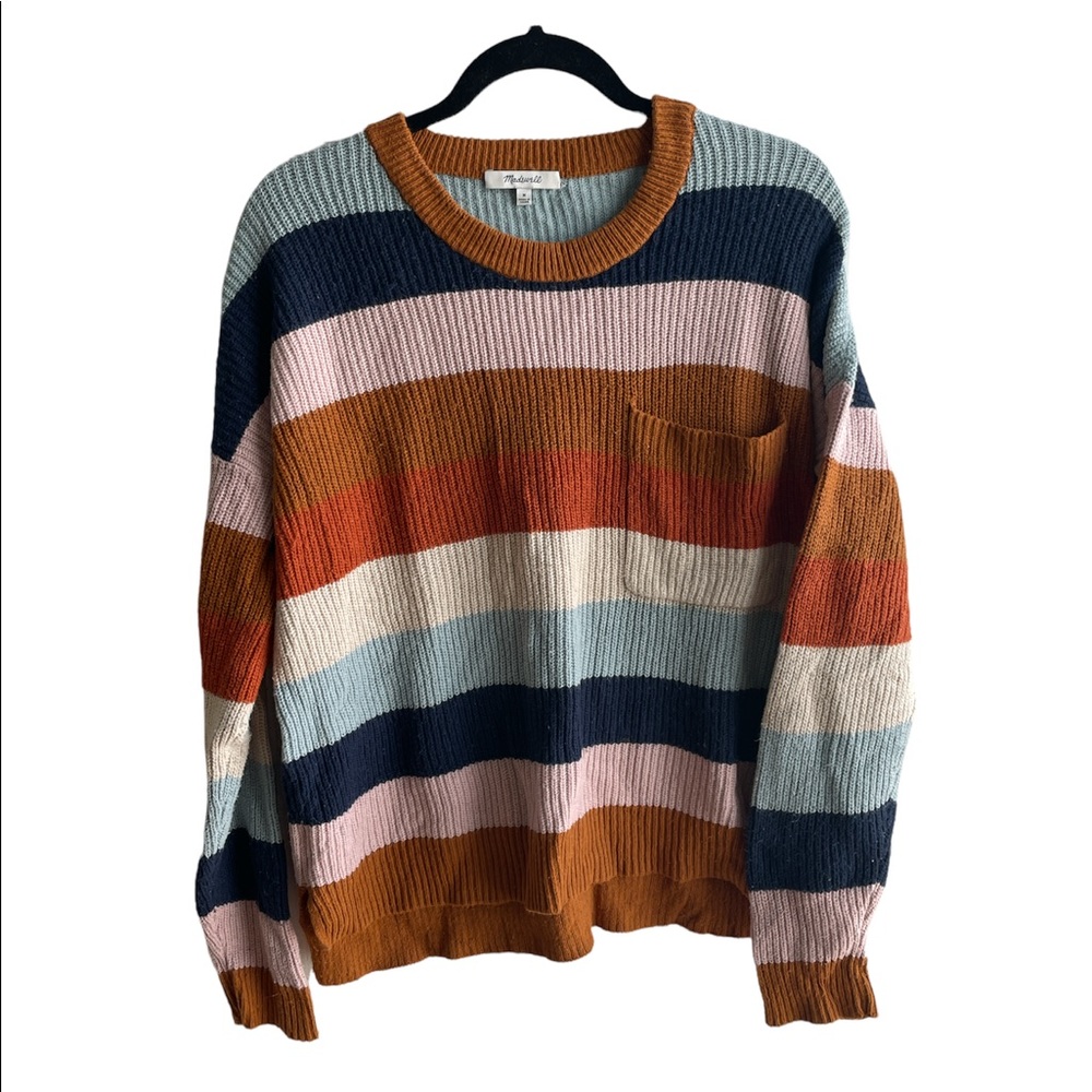 MADEWELL MULTICOLOR COLOR BLOCK KNIT SWEATER MEDIUM
